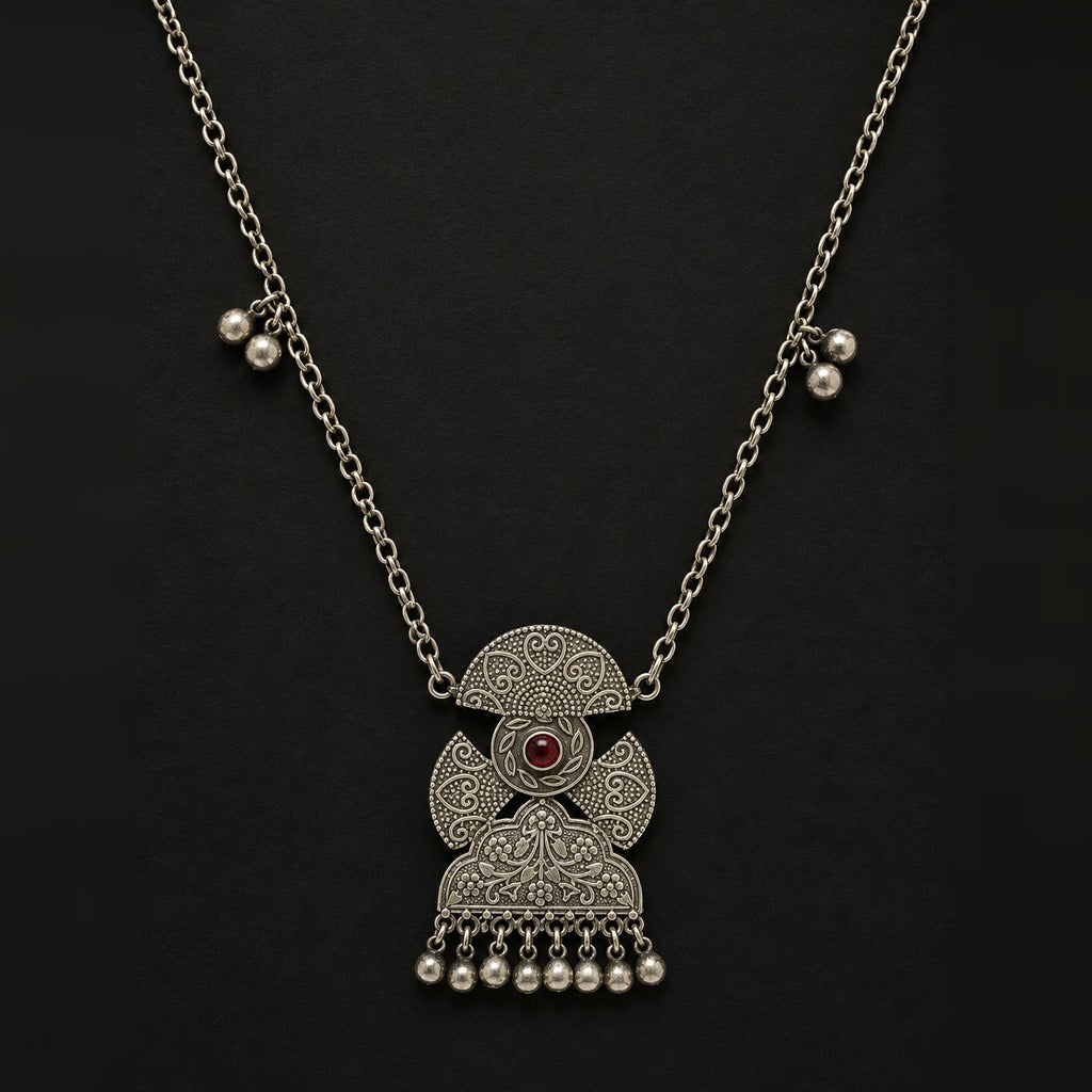Desi Diva Oxidized Temple Coin Necklace