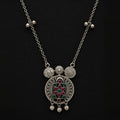 Desi Diva Oxidized Red & Green Stone Necklace