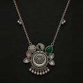 Desi Diva Oxidized Green Leaf Floral Necklace