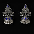 Oxidized Silver Jhumka - Blue