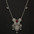 Desi Diva Oxidized Ruby-Drop Coin Necklace