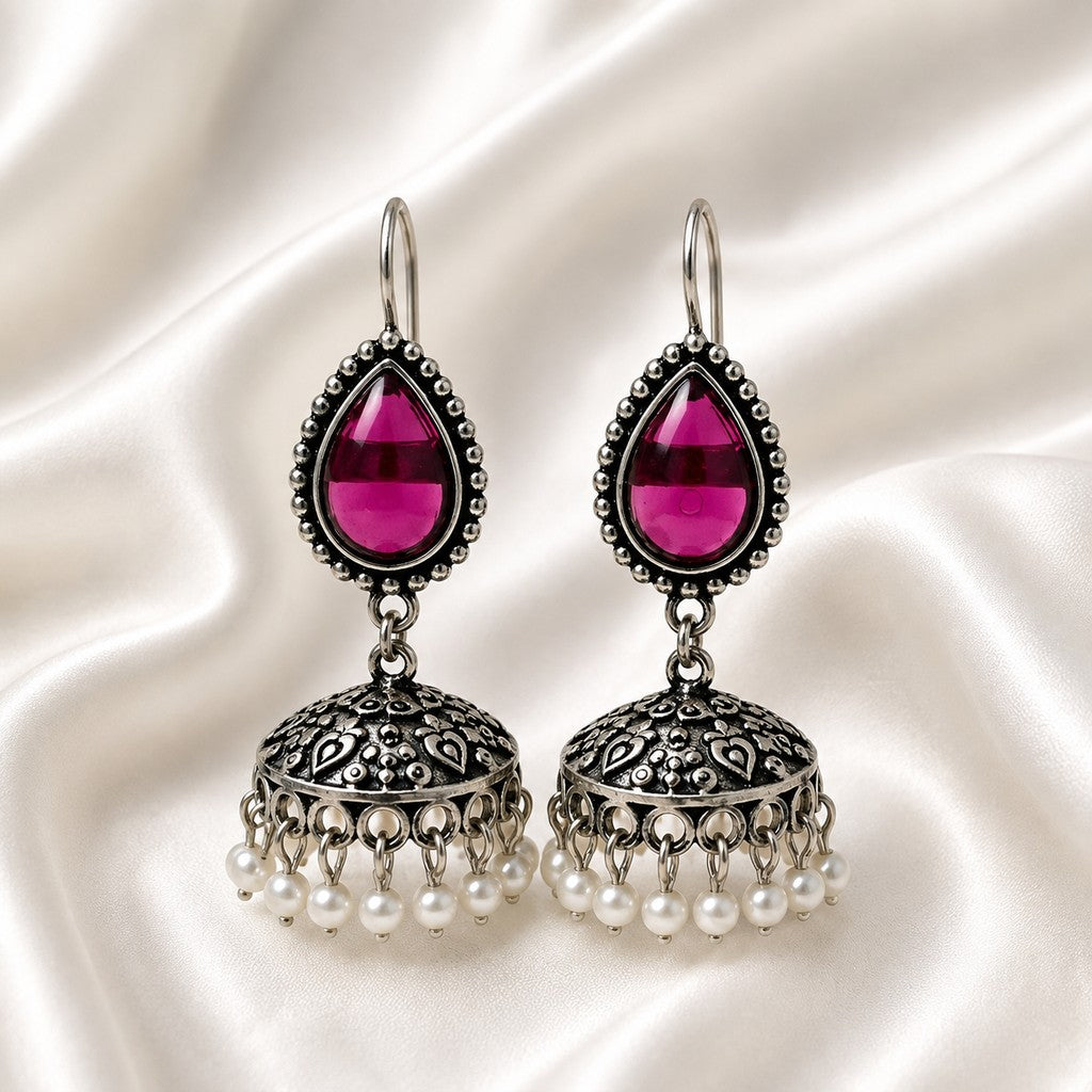 Rani Pink Teardrop Jhumkas