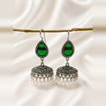 Emerald Meena Teardrop Jhumkas