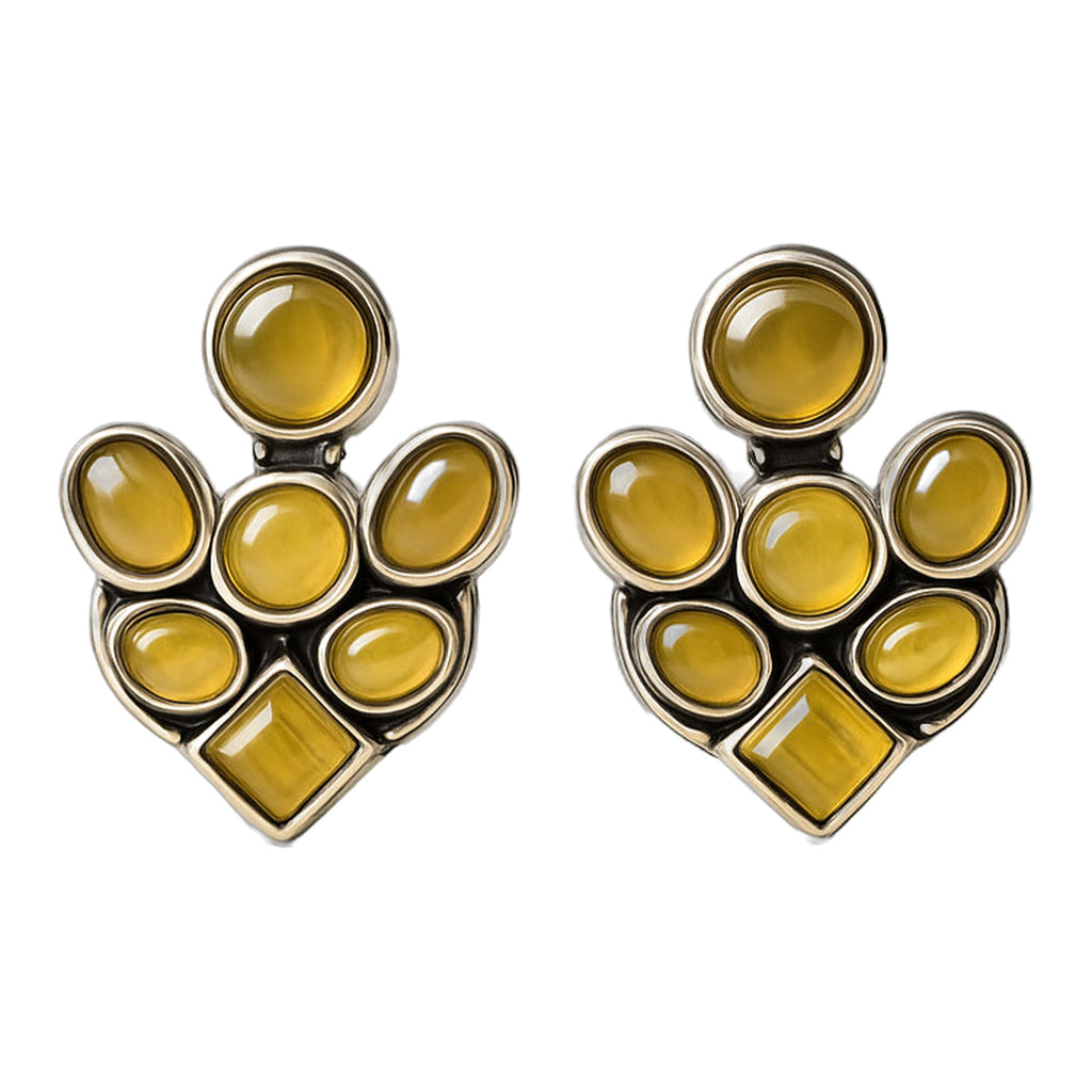 Citrine Yellow Cluster Studs — handmade earrings by Dream Karigiri