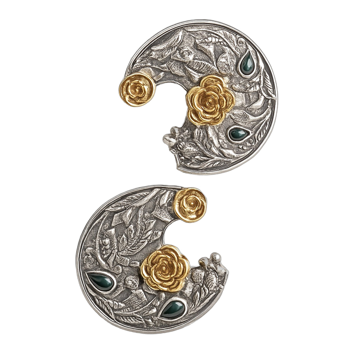 Chand Crescent Moon Statement Studs — handmade earrings by Dream Karigiri