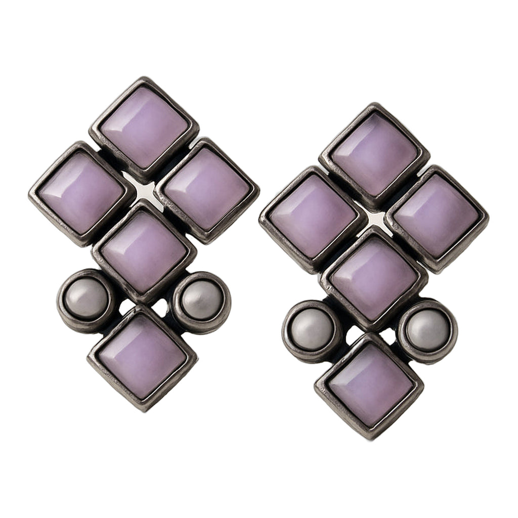 Pink Kundan Diamond-Cluster Studs — handmade earrings by Dream Karigiri
