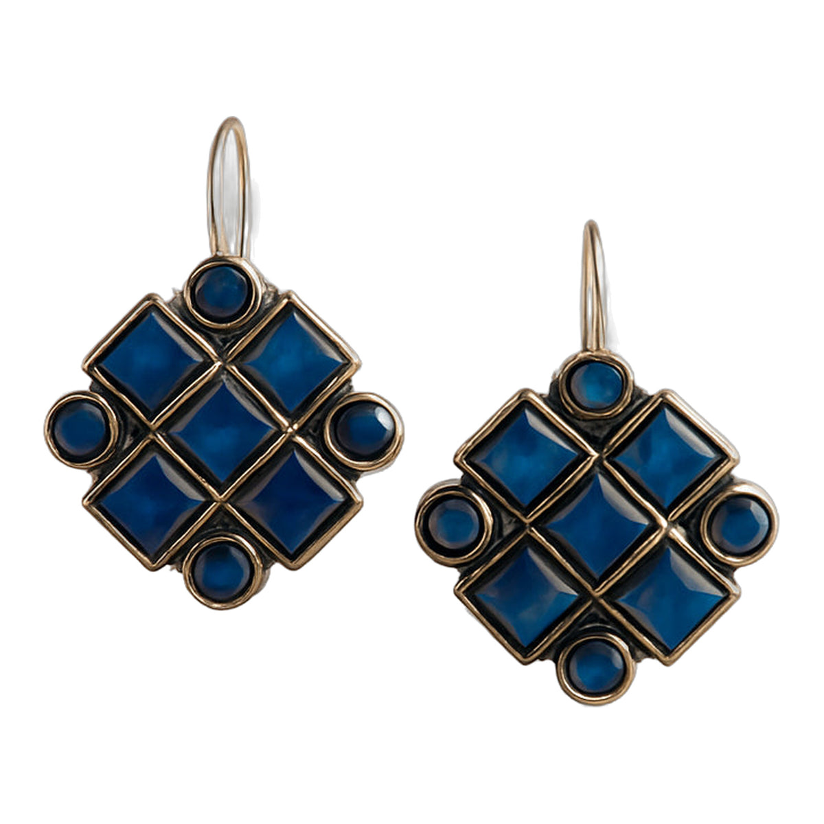 Sapphire Blue Kundan Cluster Studs — handmade earrings by Dream Karigiri