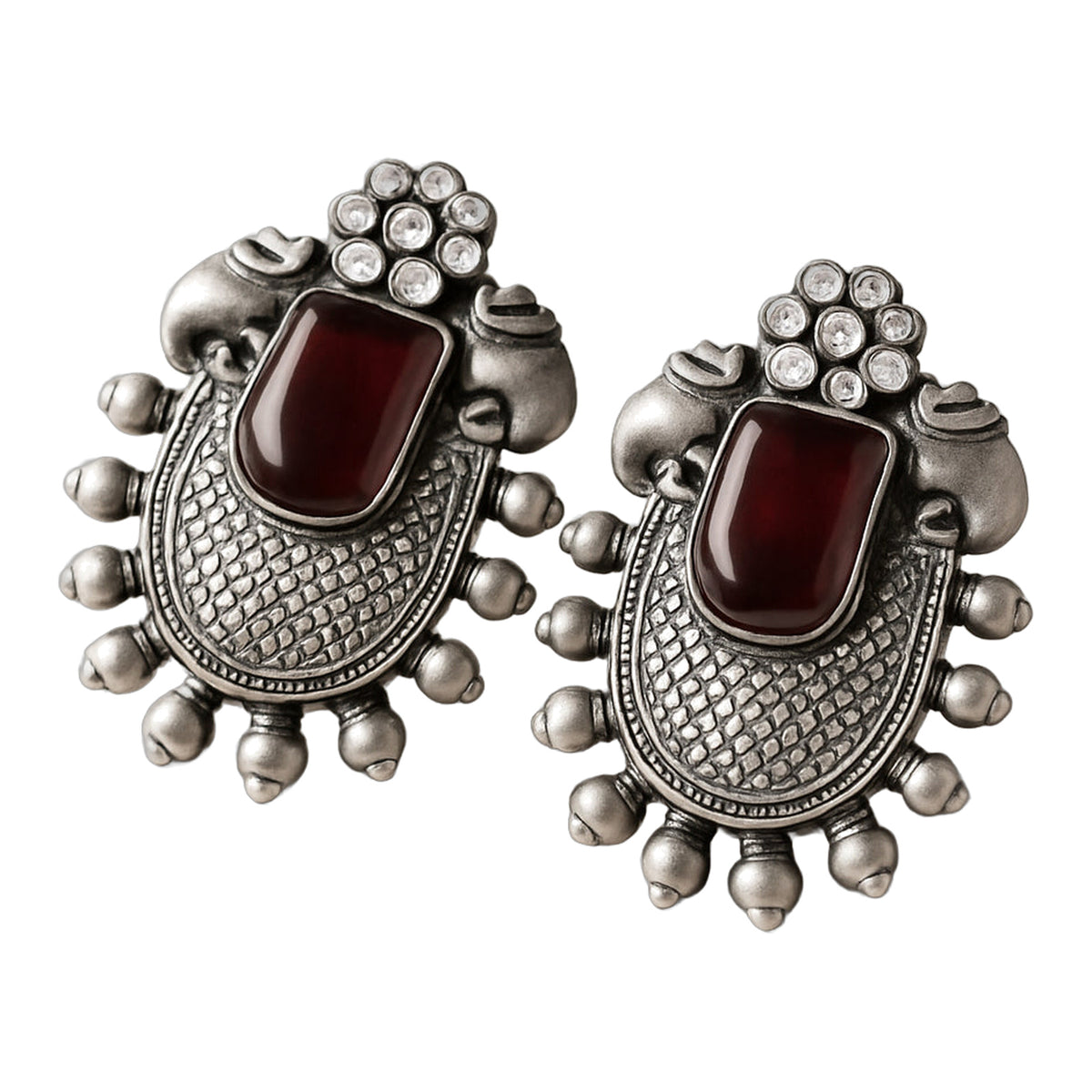 Meenakshi Maroon Drop Earrings — handmade earrings by Dream Karigiri