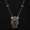 Desi Diva Oxidized Red & Green Stone Necklace