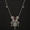 Desi Diva Oxidized Ruby-Drop Coin Necklace