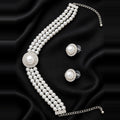 Pearl & Crystal Three-Strand Choker Set — handmade necklace by Dream Karigiri