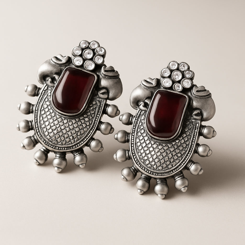 Meenakshi Maroon Drop Earrings