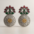 Rajwadi Red & Green Kundan Studs