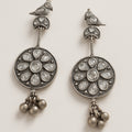 Parrot Motif Silver Statement Earrings