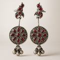 Red Lotus Coin Drop Earrings
