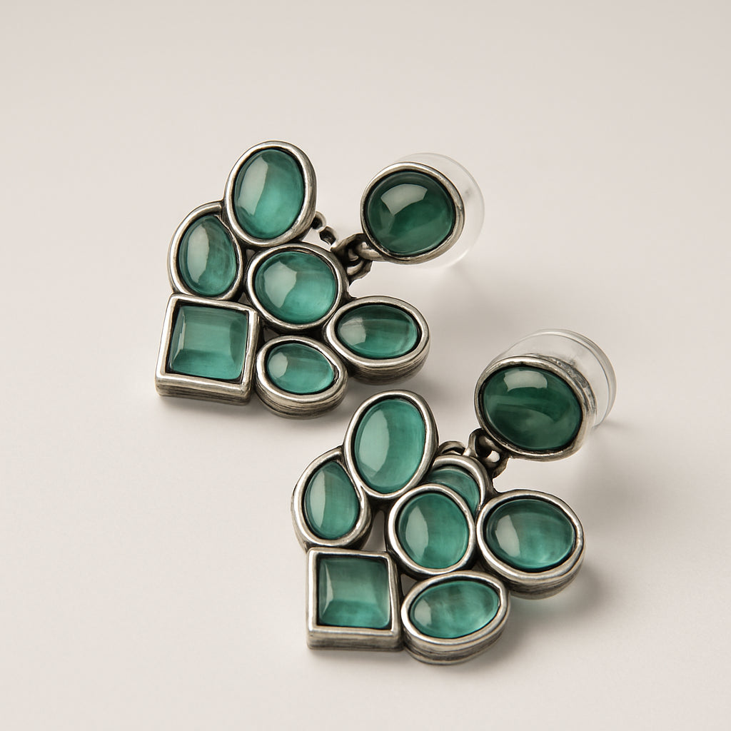 Emerald Cluster Stone Studs