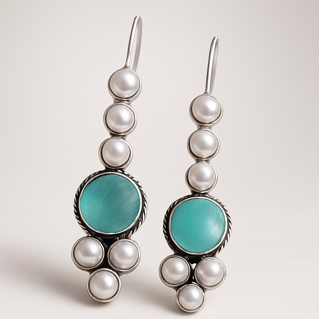 Ocean Blue Stone & Pearl Drops