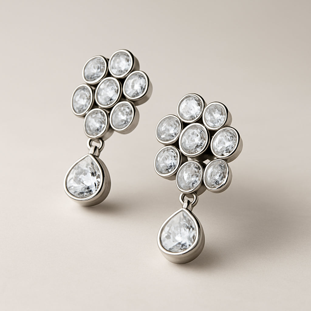 Clear Crystal Kundan Cluster Studs