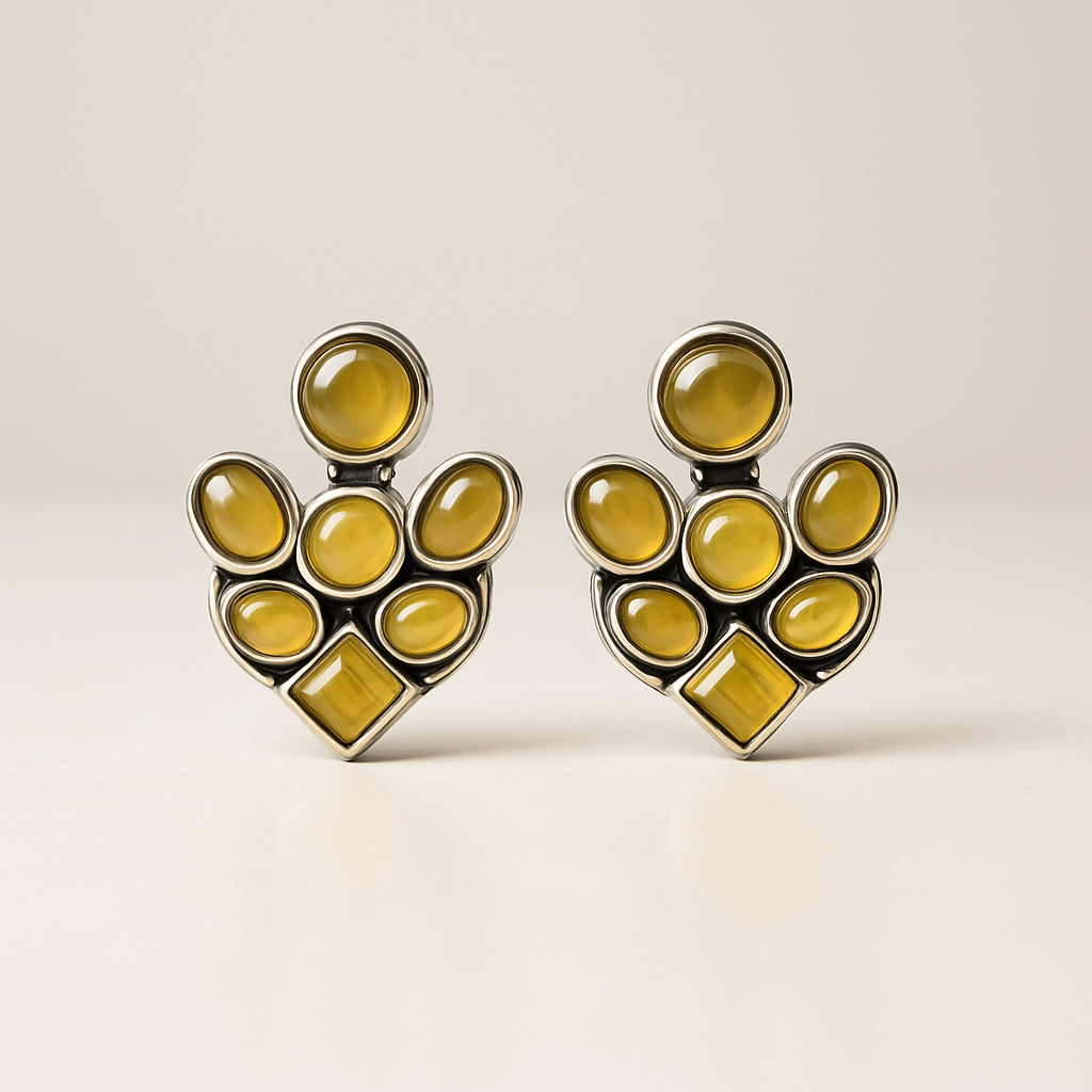 Citrine Yellow Cluster Studs