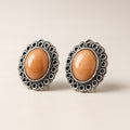 Coral Orange Oval Studs