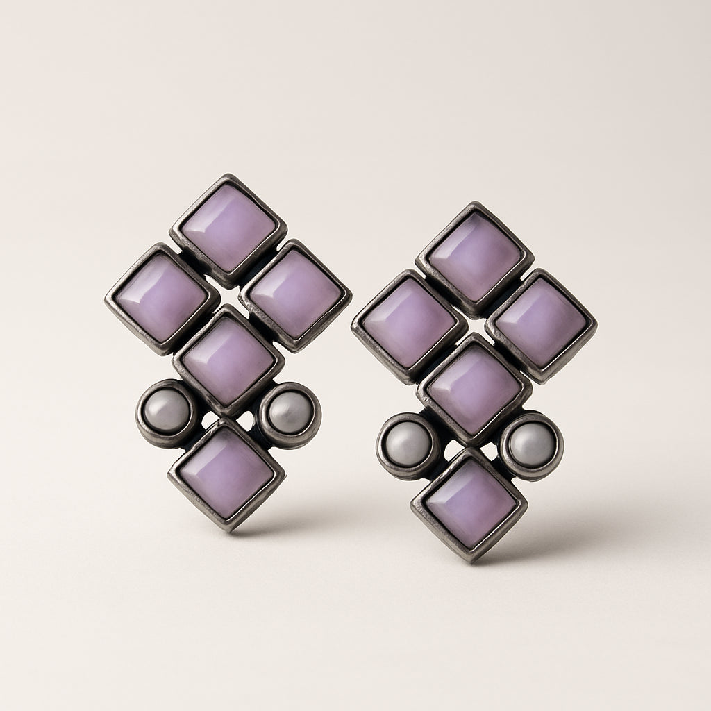 Pink Kundan Diamond-Cluster Studs