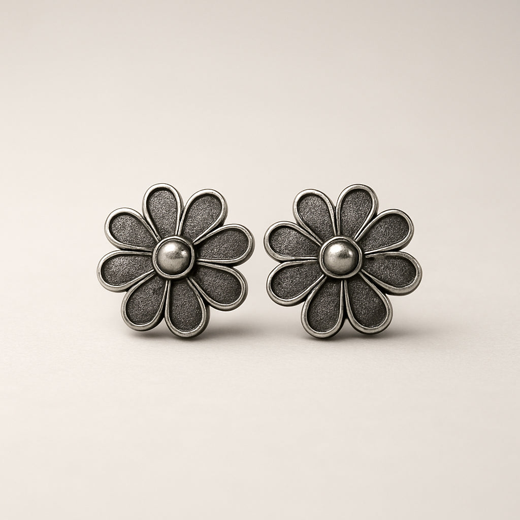 Twin Blossom Silver Studs