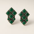 Emerald Green Kundan Square Studs