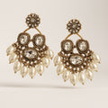Golden Chandbali Pearl Earrings