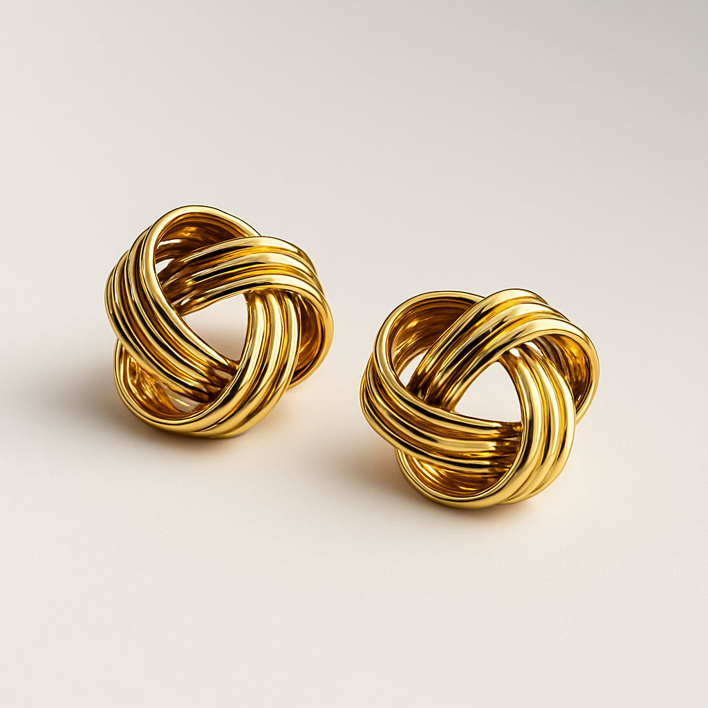 Golden Knot Stud Earrings