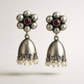 Silver Kundan Flower Jhumka
