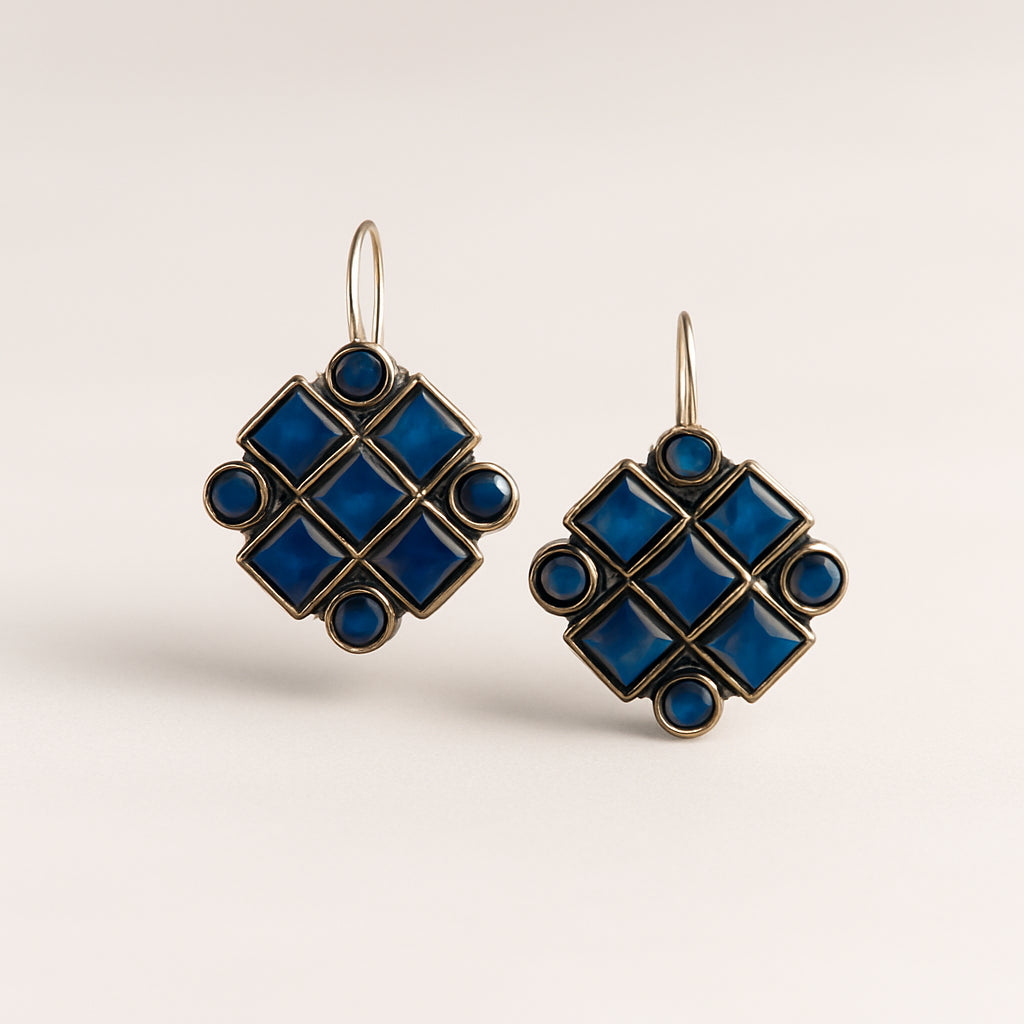 Sapphire Blue Kundan Cluster Studs