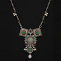 Desi Diva Oxidized Green Kundan Square Necklace