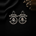 Oxidized Circle Leaf Earrings - Black